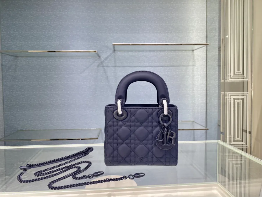 P600 Lady Three Compartment Denim Blue Grained Calfskin Bag