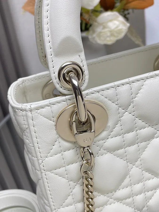 Classic Lady D Three Compartment Cream Calfskin