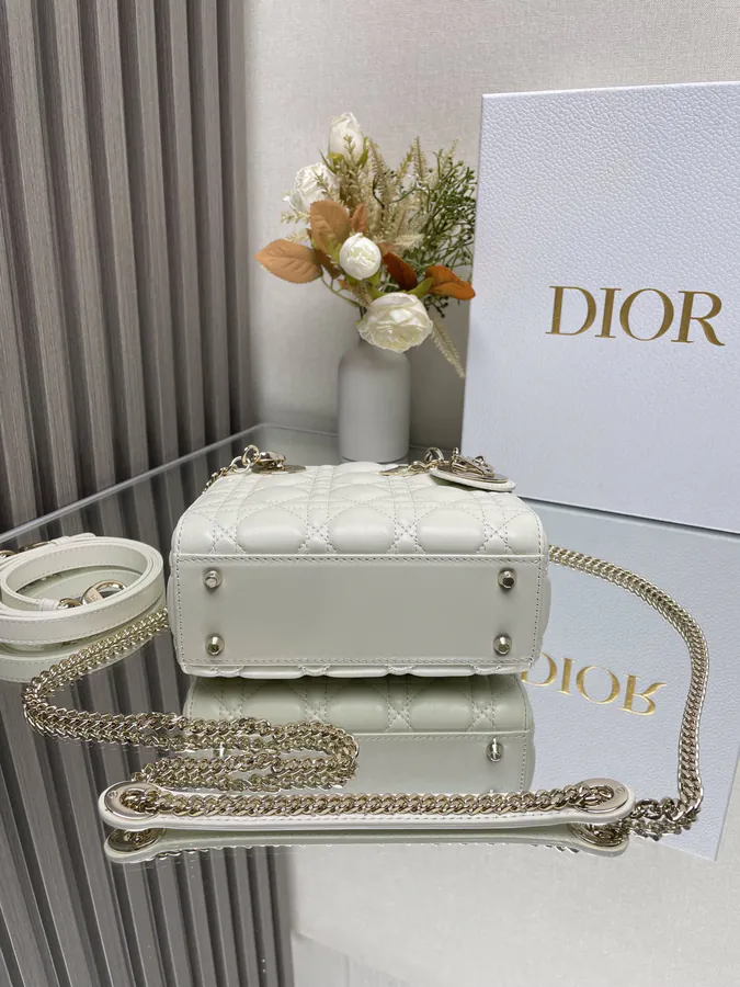Classic Lady D Three Compartment Cream Calfskin