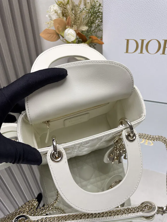 Classic Lady D Three Compartment Cream Calfskin