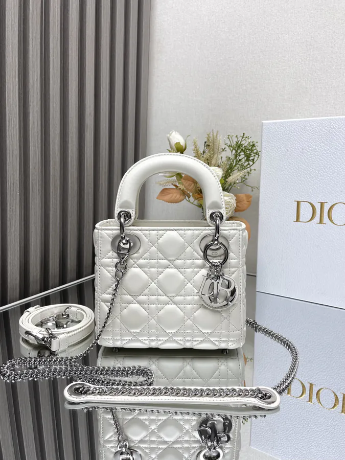 Classic Lady D Faux Calfskin Bucket Bag