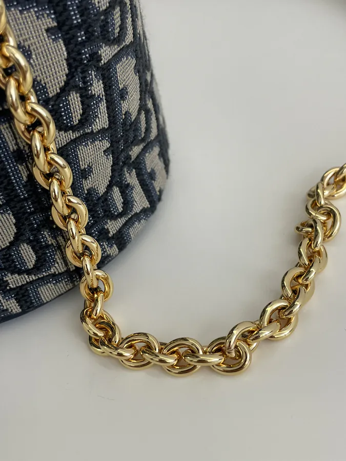 Miss Caro Series Blue Bucket Bag with Drawstring