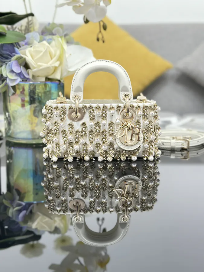 Lady D Joy Mini Embroidered Grain Pearl Handbag