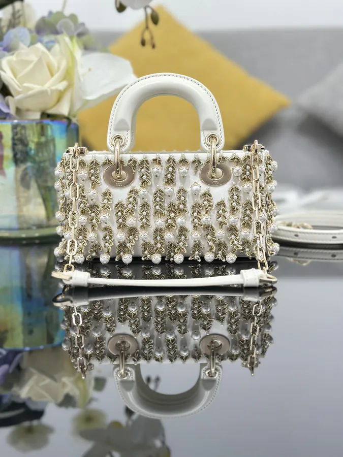 Lady D Joy Mini Embroidered Grain Pearl Handbag