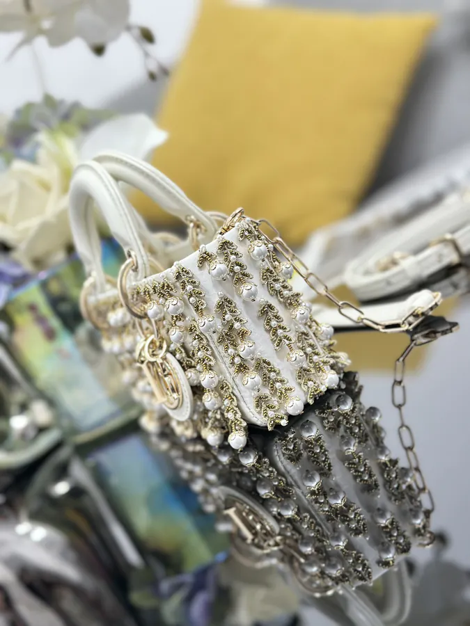Lady D Joy Mini Embroidered Grain Pearl Handbag