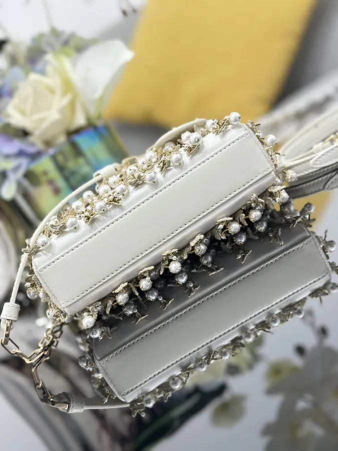 Lady D Joy Mini Embroidered Grain Pearl Handbag