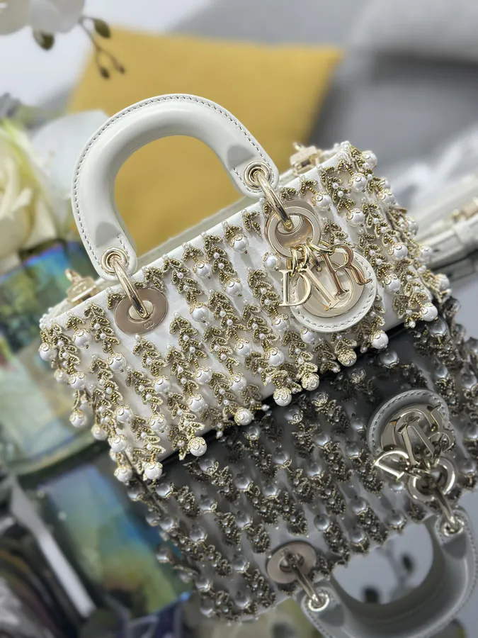 Lady D Joy Mini Embroidered Grain Pearl Handbag