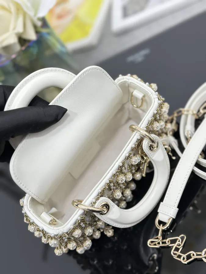 Lady D Joy Mini Embroidered Grain Pearl Handbag