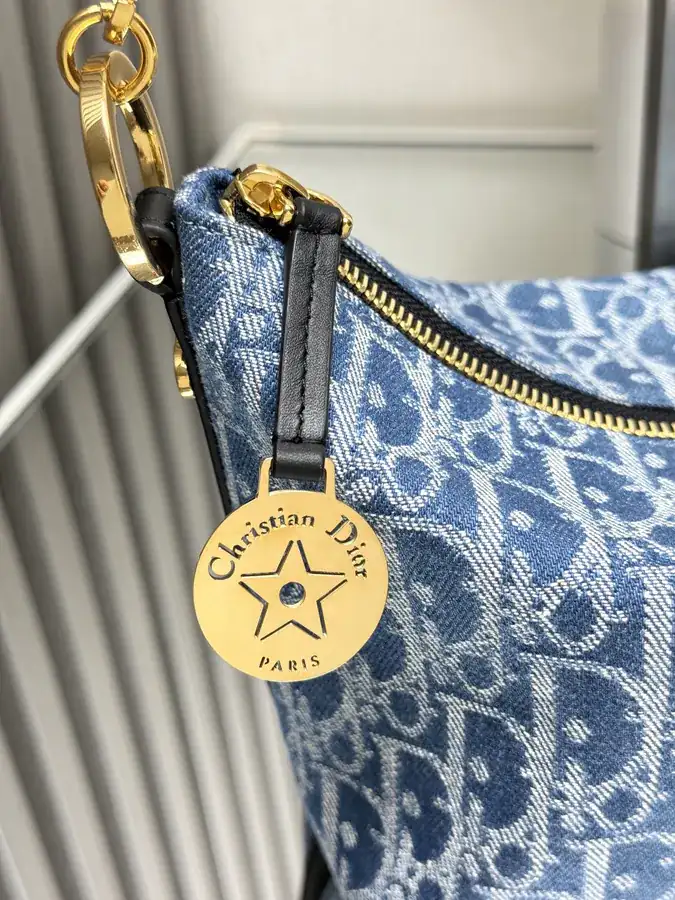 Star Hobo Chain Bag Blue Oblique Print