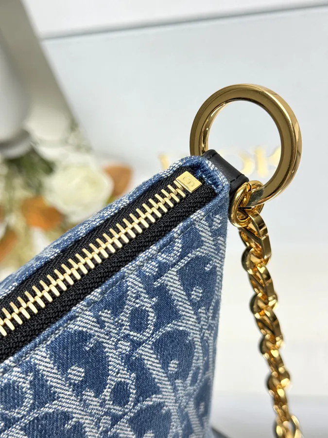 Star Hobo Chain Bag Blue Oblique Print