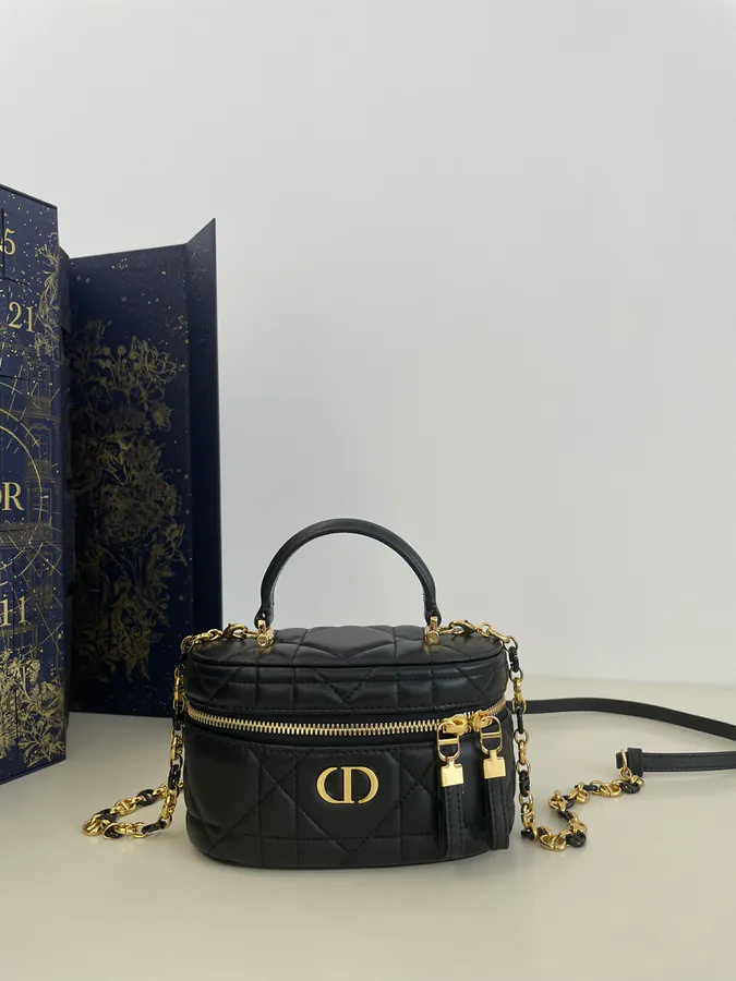 30 Montaigne Mini Vanity Bag in Black Calfskin