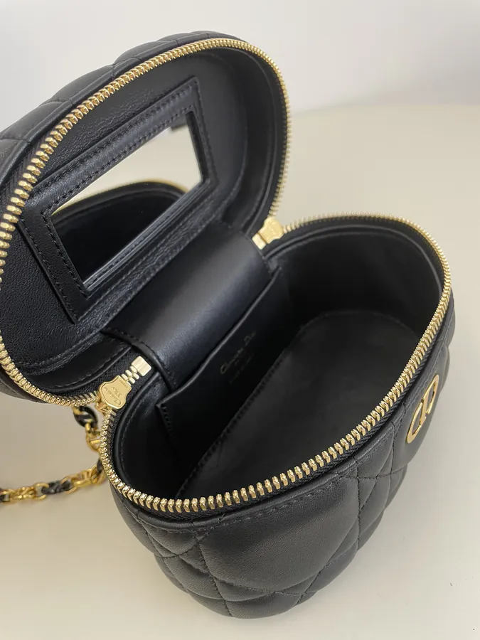30 Montaigne Mini Vanity Bag in Black Calfskin
