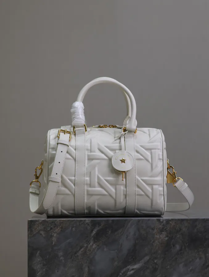 Groove 25 Handbag Large White Embossed Chevron