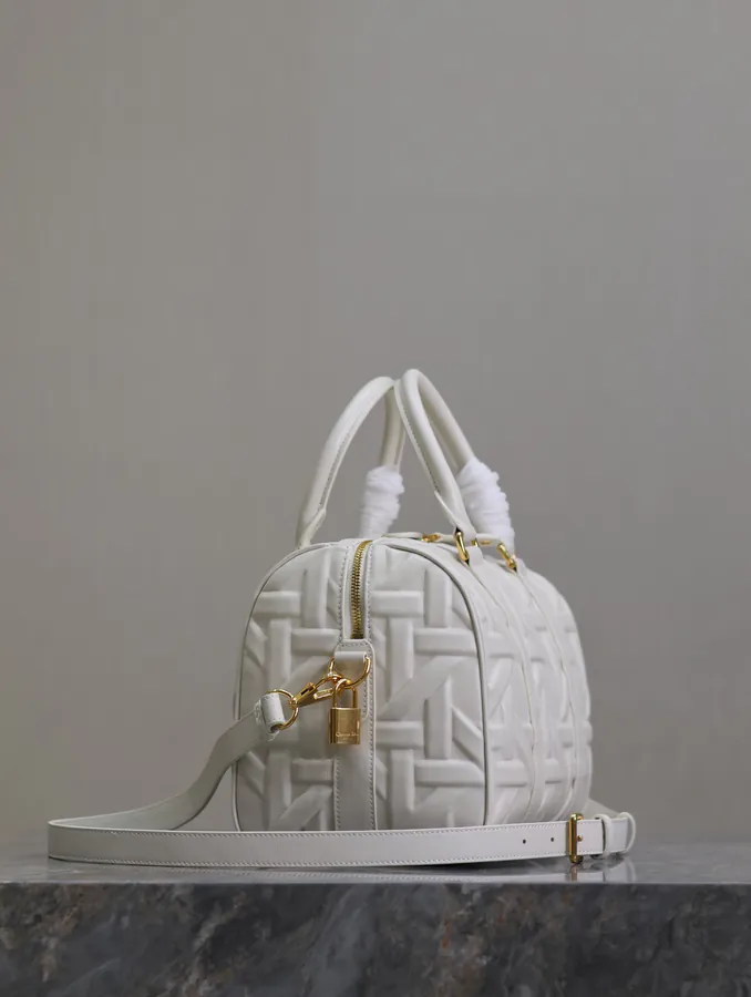 Groove 25 Handbag Large White Embossed Chevron