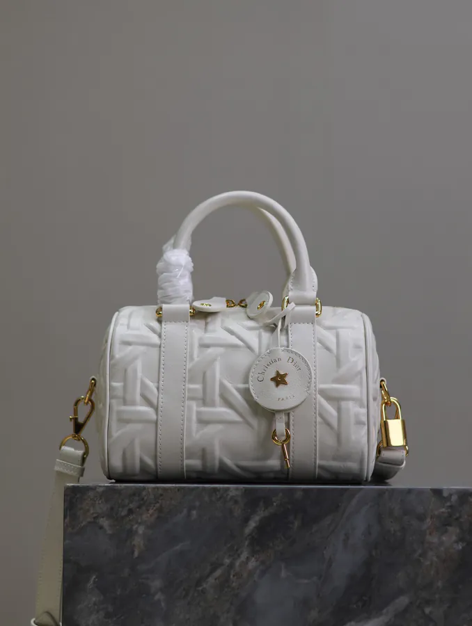 Groove 20 Handbag Small White Embossed Chevron