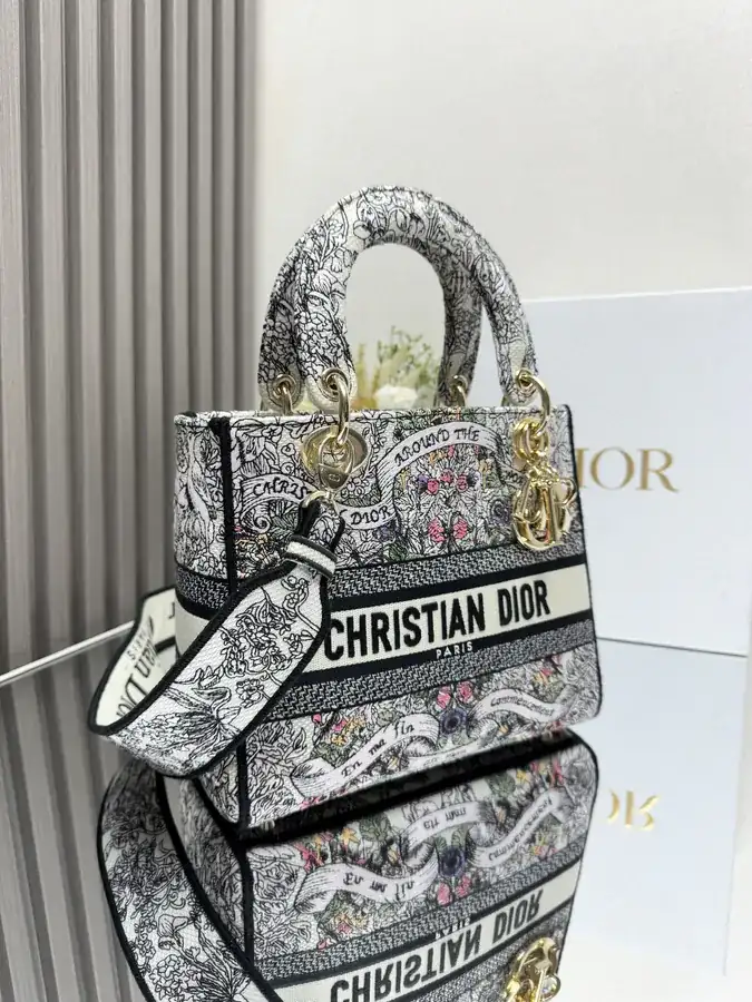 Christian Dior Star Pink Five Patch Embroidered Lady Bag