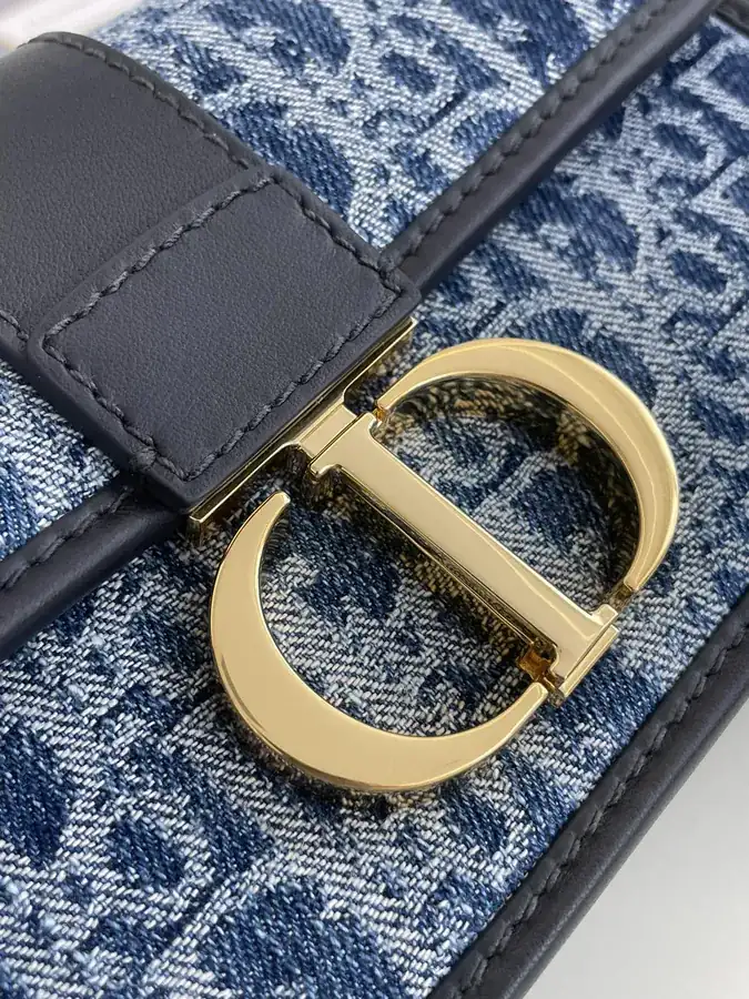 Montaigne Denim Mini Bag Classic Letter Pattern with Vintage Touch