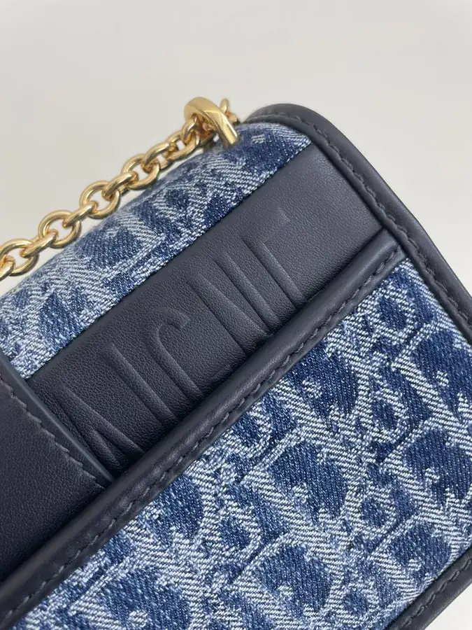 Montaigne Denim Mini Bag Classic Letter Pattern with Vintage Touch