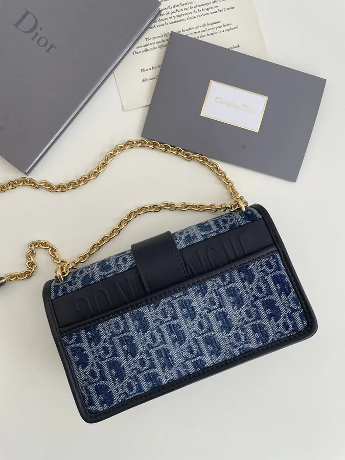 Montaigne Denim Mini Bag Classic Letter Pattern with Vintage Touch