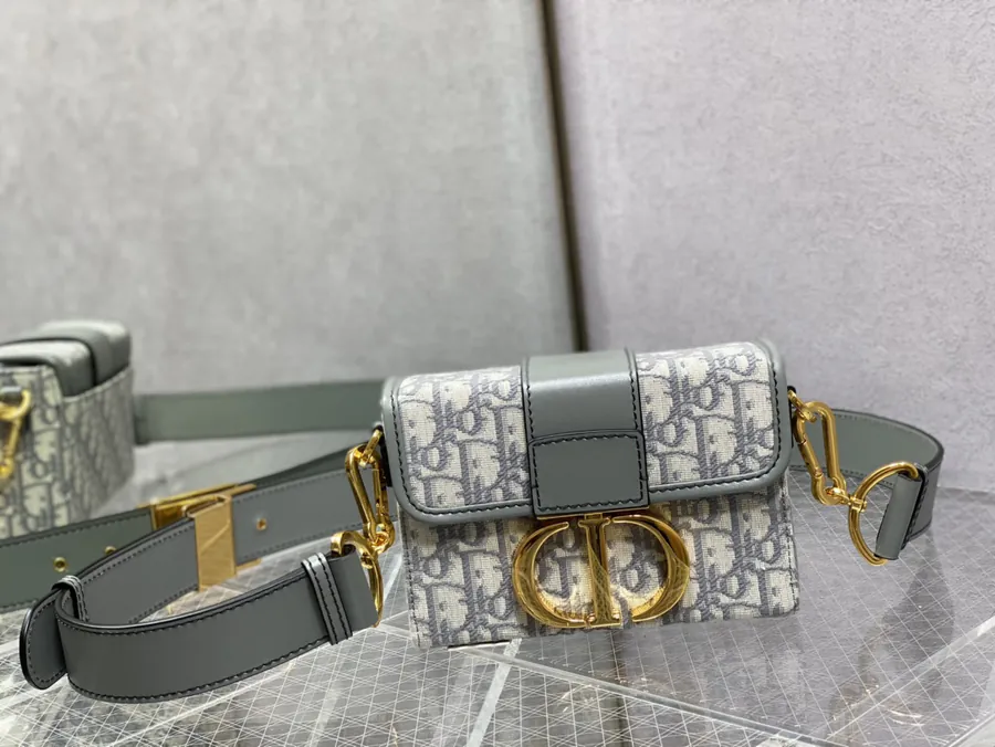 Mini Montaigne Bag in Grey Grained Calfskin