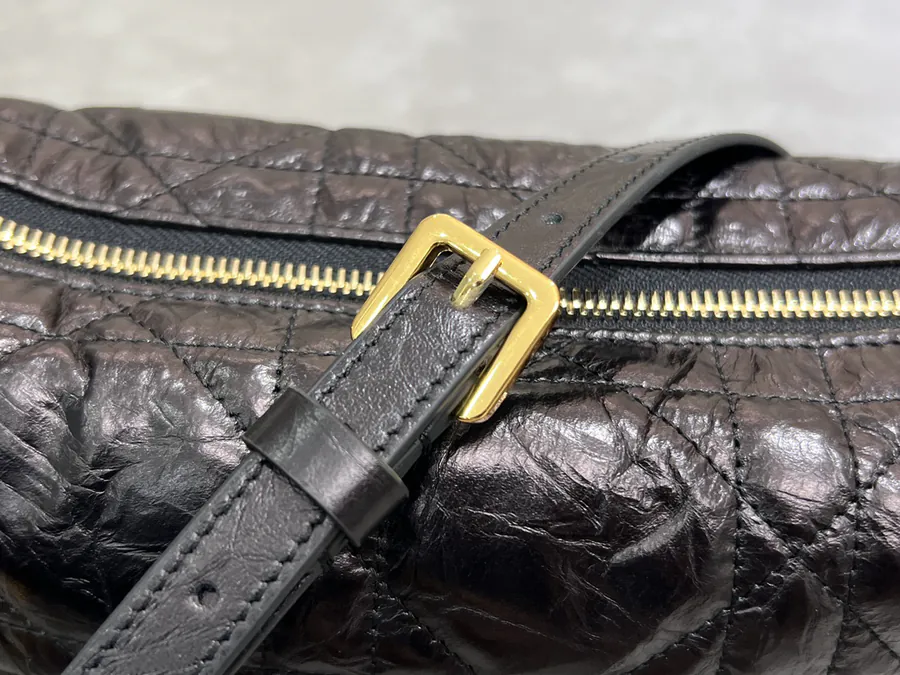 Cistian Paris Star Hobo Chain Bag Black Grained Calfskin
