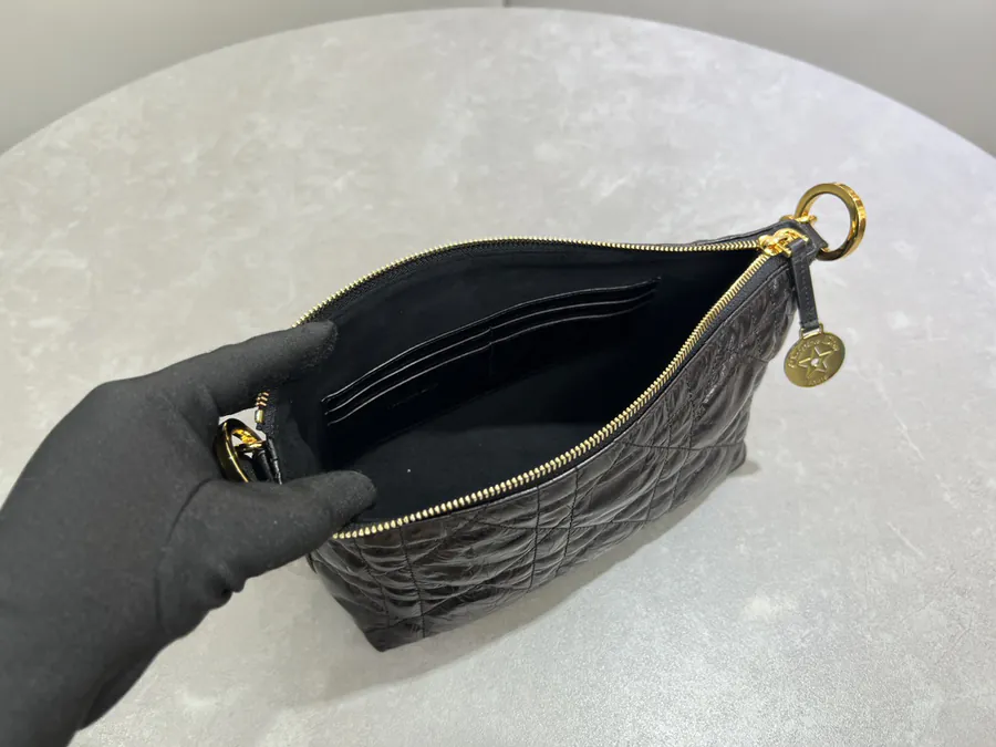 Cistian Paris Star Hobo Chain Bag Black Grained Calfskin