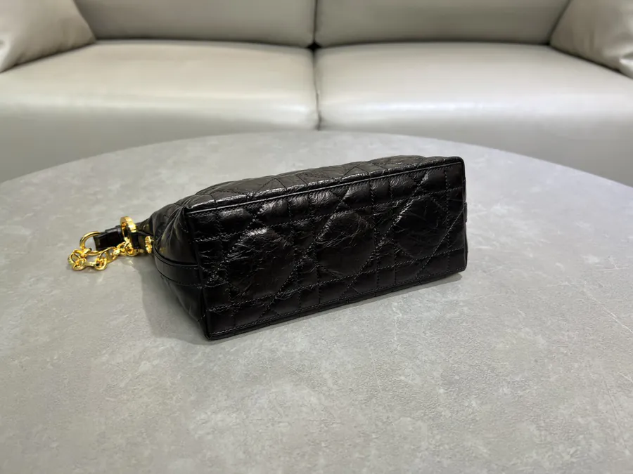 Cistian Paris Star Hobo Chain Bag Black Grained Calfskin