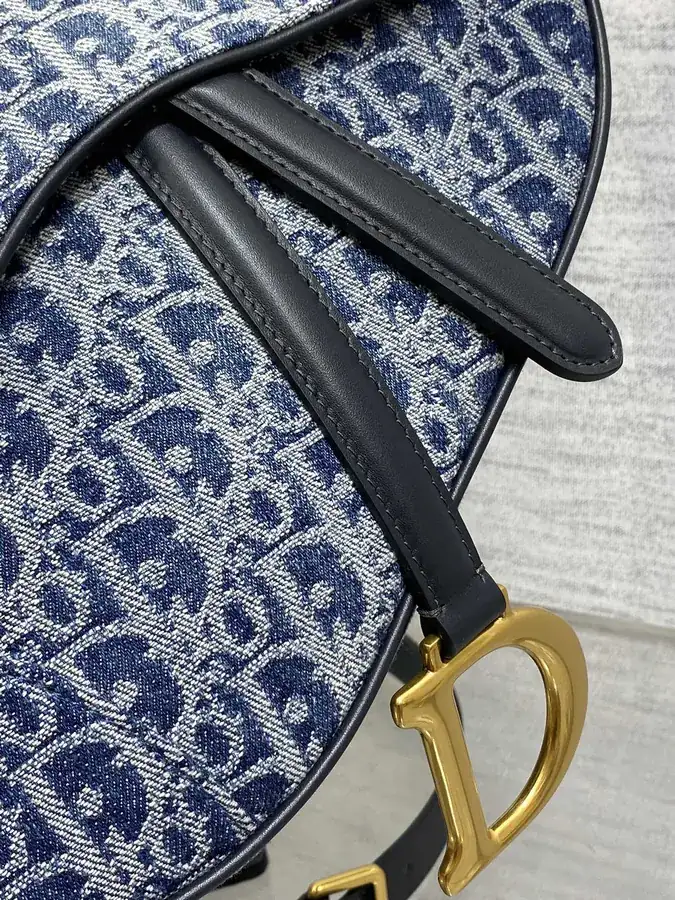 Saddle Denim Bucket Bag with Irregular Wash Effect