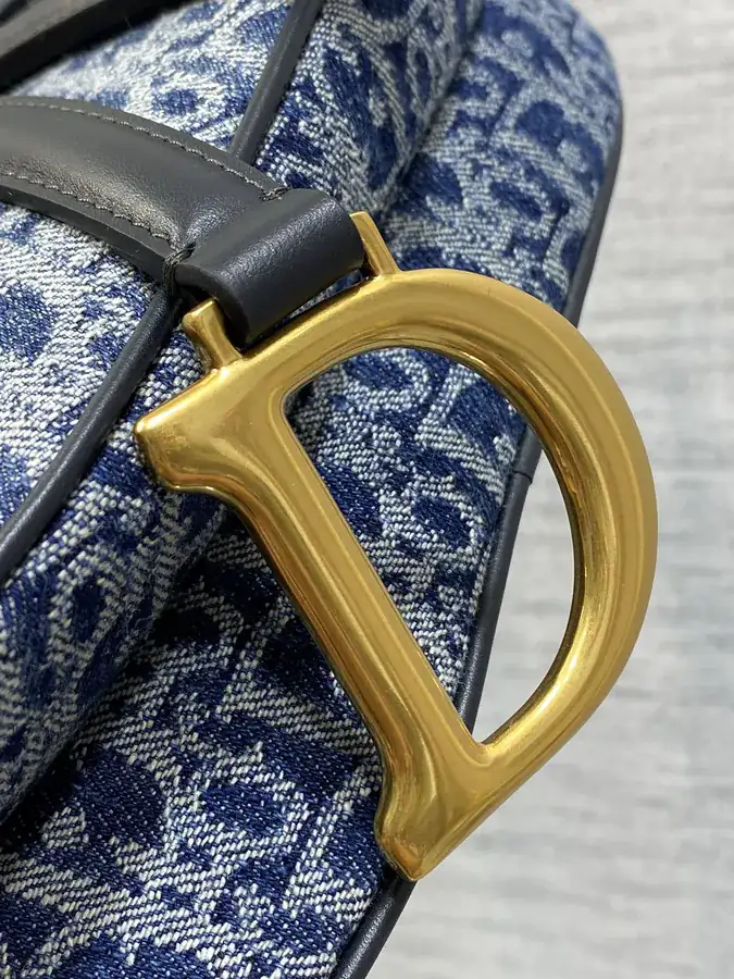 Saddle Denim Bucket Bag with Irregular Wash Effect
