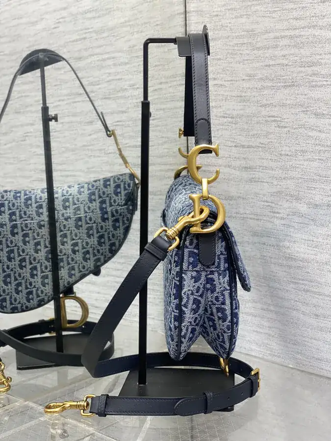 Saddle Denim Bucket Bag with Irregular Wash Effect