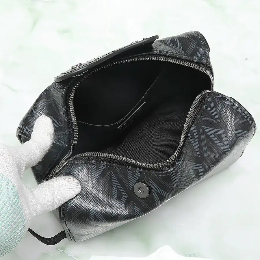 Lingot Washbag Black Diamond Pattern Canvas