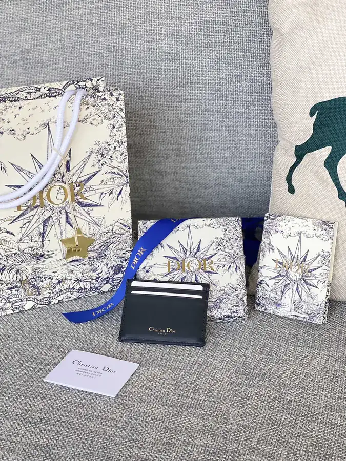 30 Montaigne Card Case with Blue Oblique Print