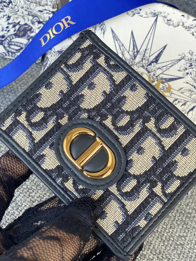 30 Montaigne Card Case with Blue Oblique Print