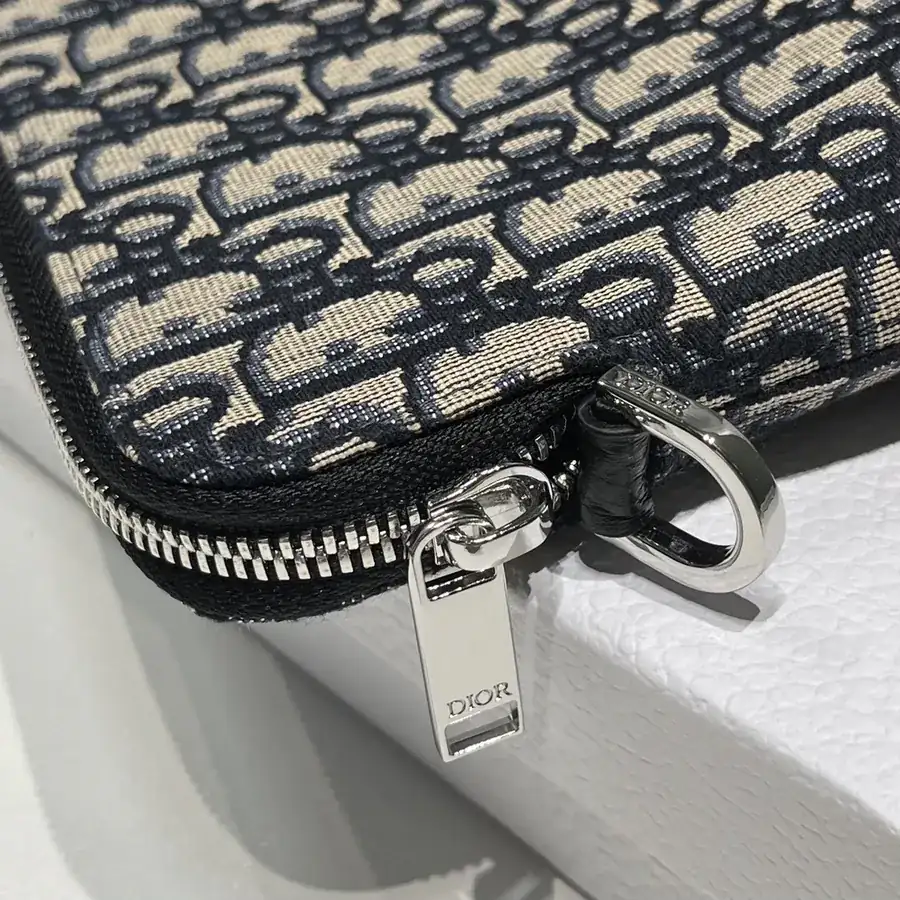 DI*R A4 Zip Tote Grained Calfskin Handle Oblique Print