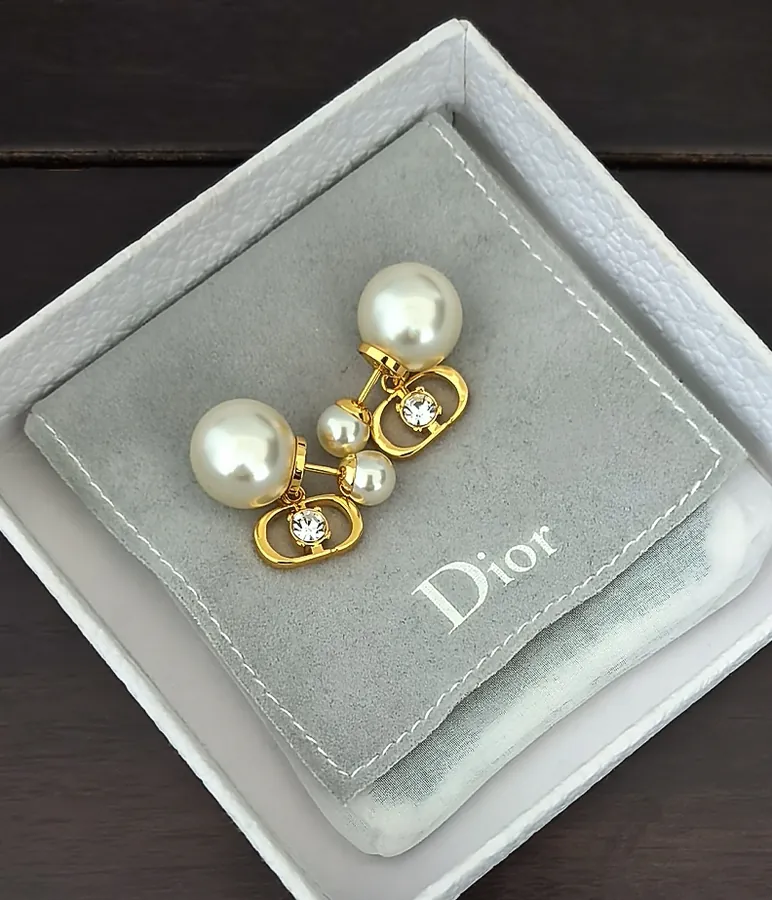 D*or New White Diamond CD Size Pearl Earrings