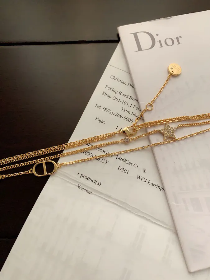 P55 D*or New Star CD Double Chain Necklace