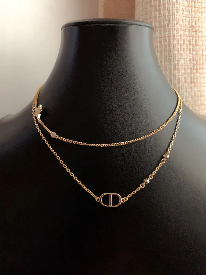 P55 D*or New Star CD Double Chain Necklace