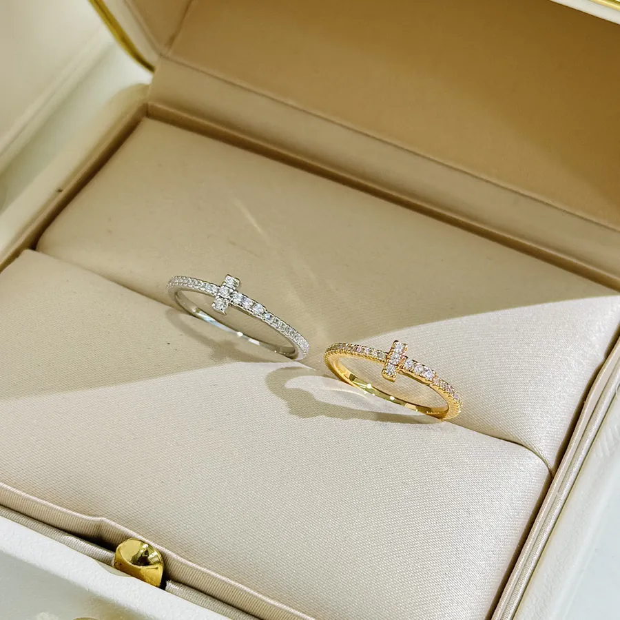 T Brand Sparkling Solitaire Ring with 925 Sterling Silver