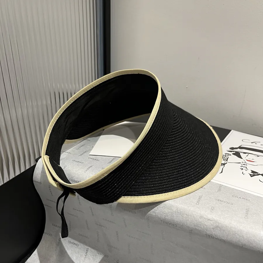 D&G Butterfly Bow Sun Hat, Open Top Straw Hat, Adjustable