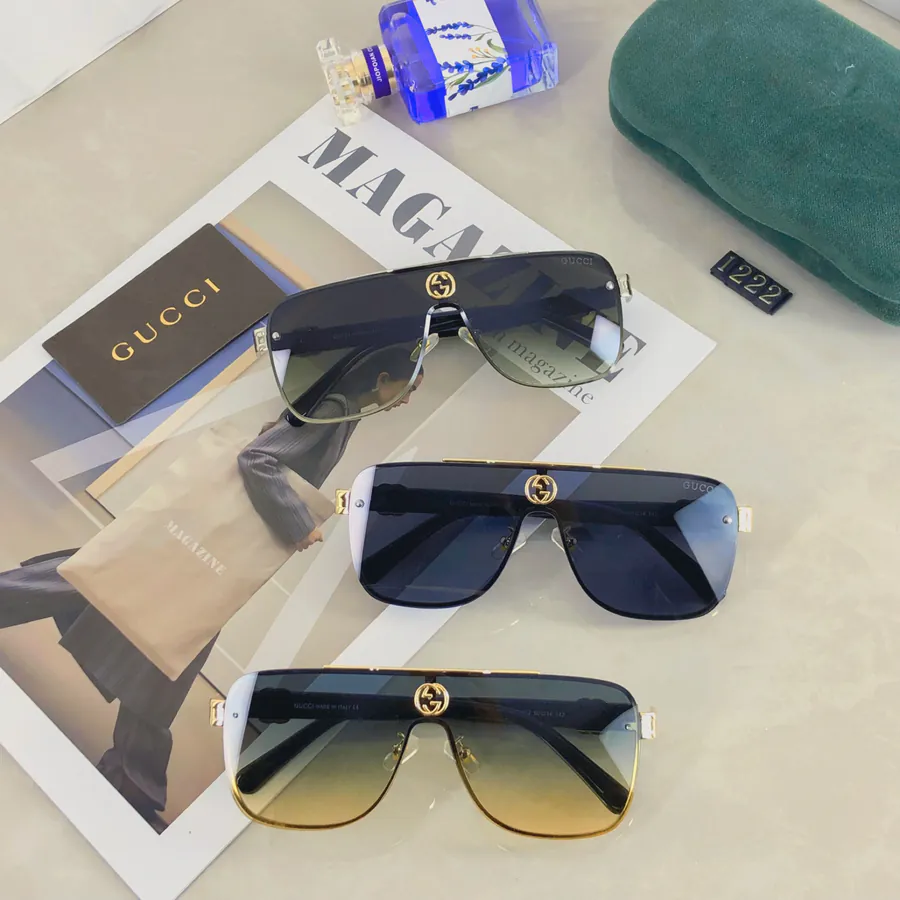 Gucc* New One Piece Sunglasses Fashionable European Style Metal Frame