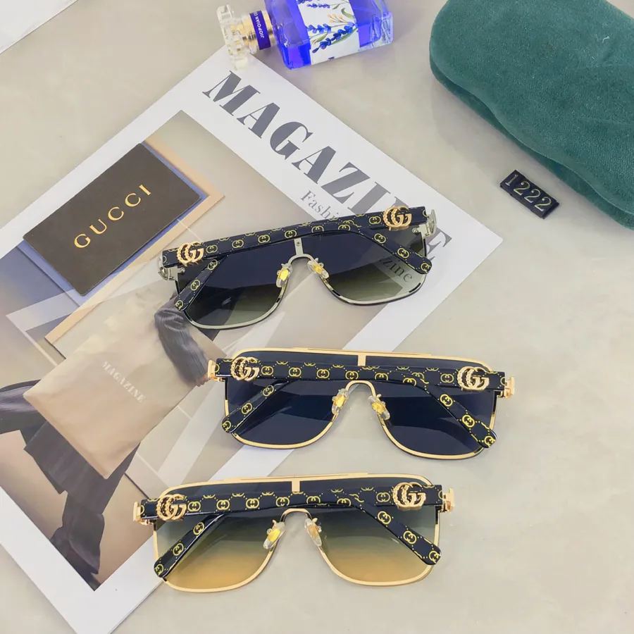 Gucc* New One Piece Sunglasses Fashionable European Style Metal Frame