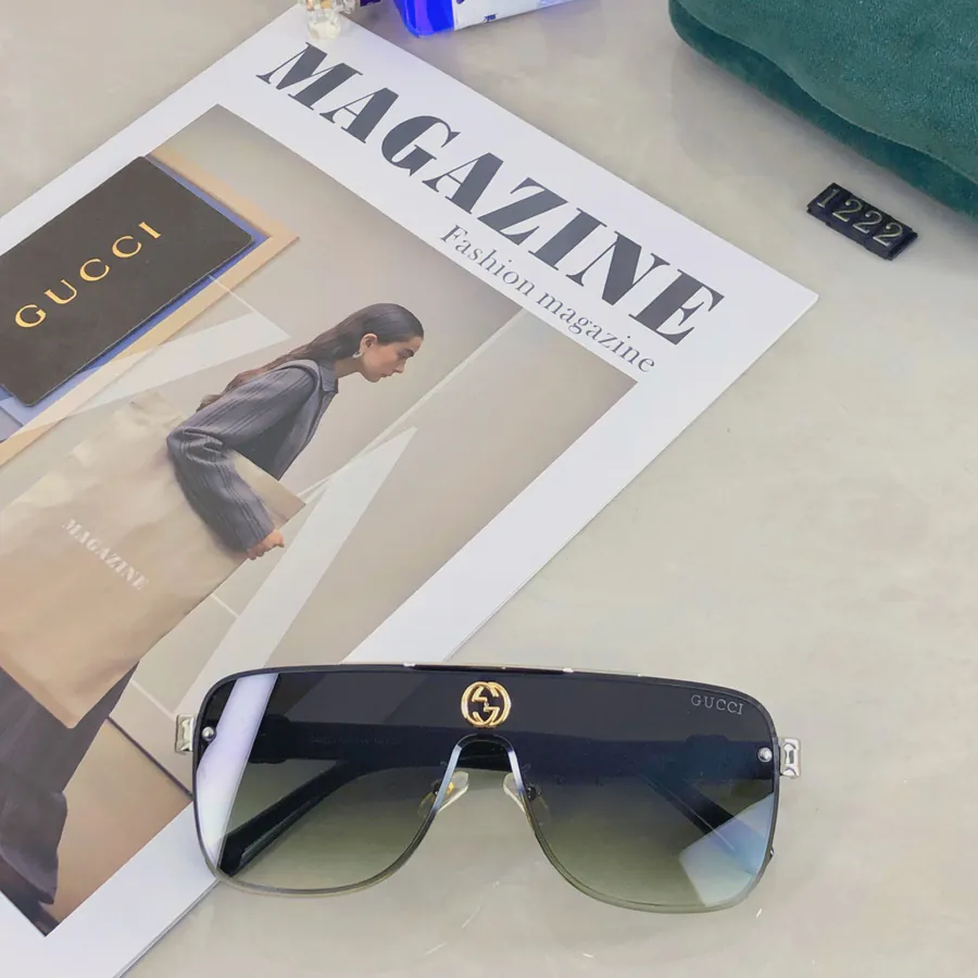 Gucc* New One Piece Sunglasses Fashionable European Style Metal Frame