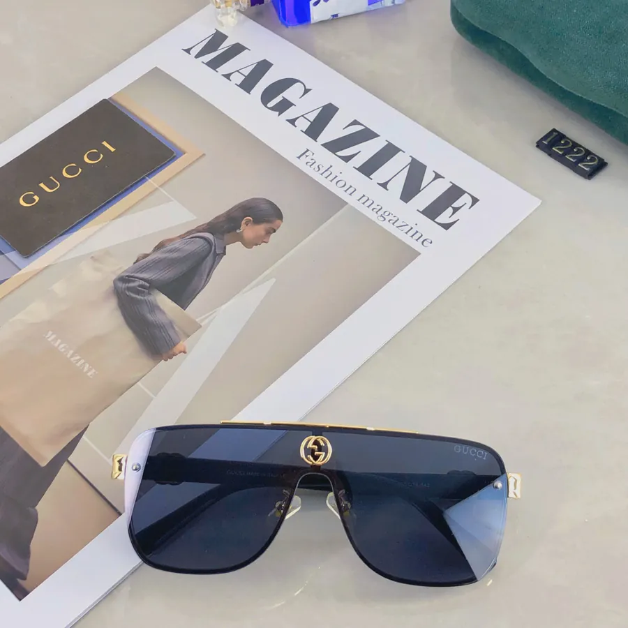 Gucc* New One Piece Sunglasses Fashionable European Style Metal Frame