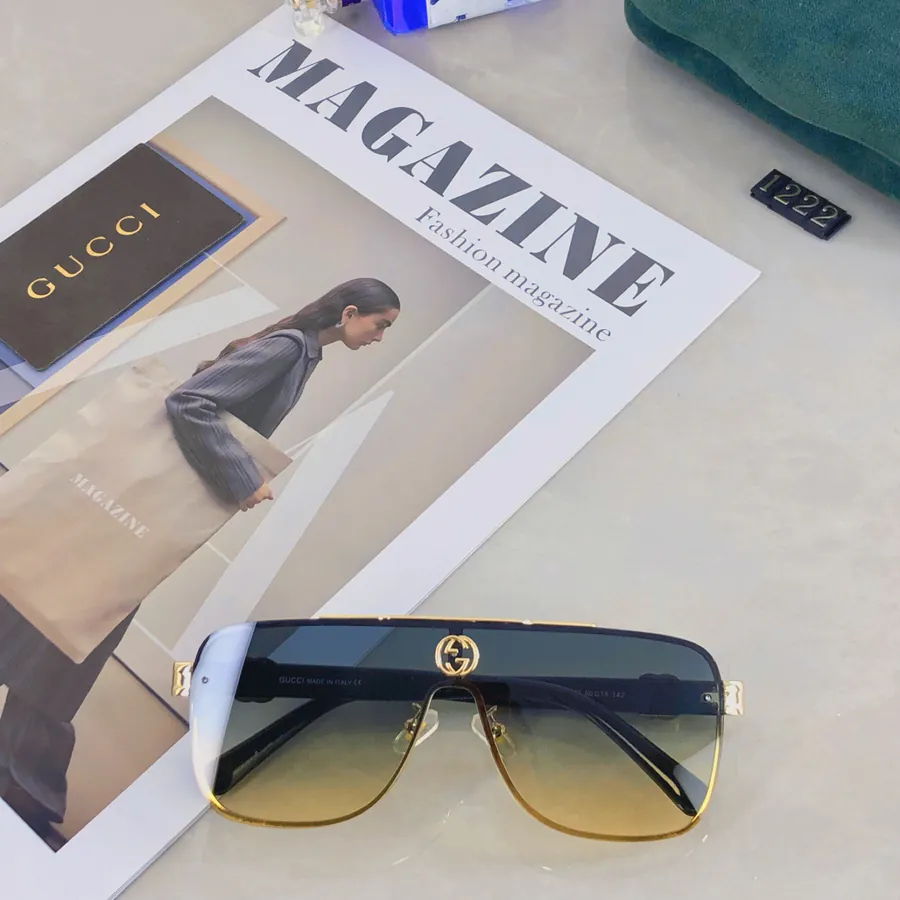 Gucc* New One Piece Sunglasses Fashionable European Style Metal Frame