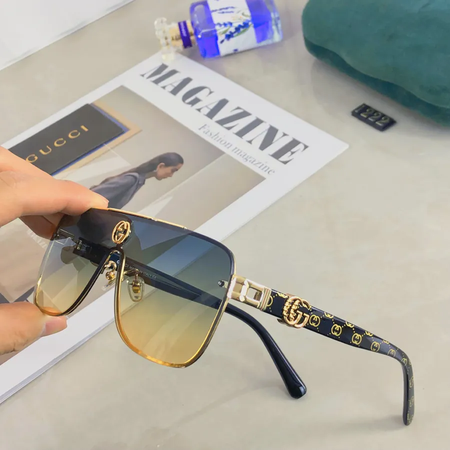 Gucc* New One Piece Sunglasses Fashionable European Style Metal Frame
