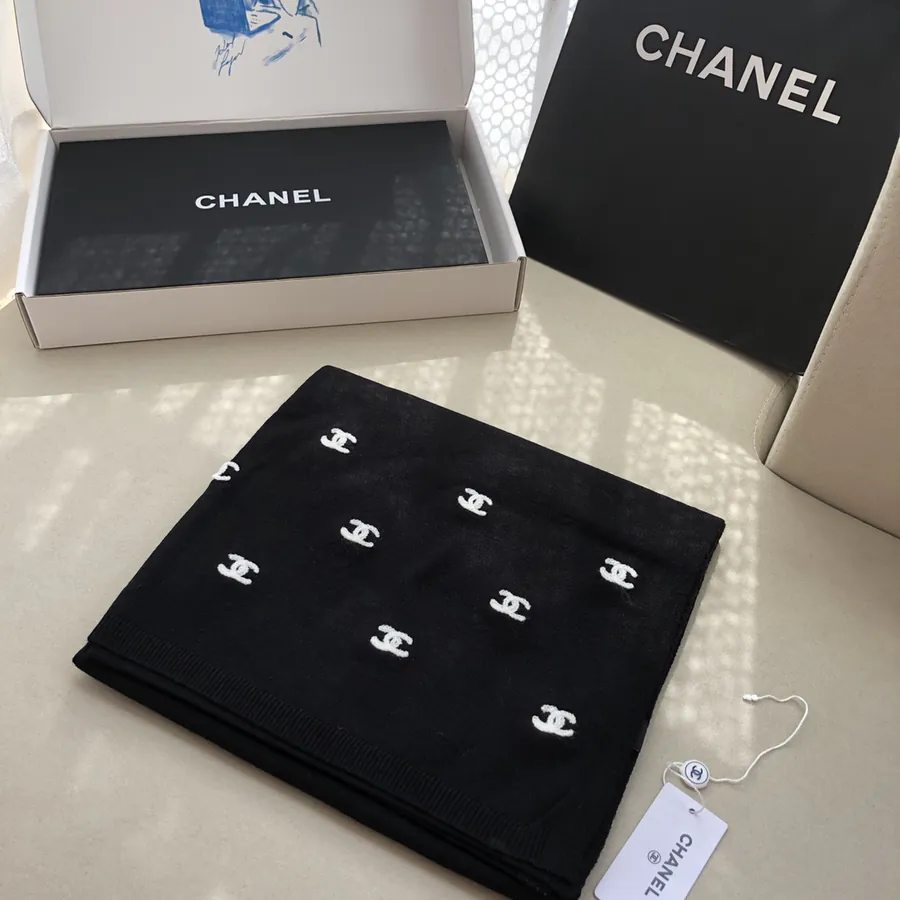 Channel Colorful Mini Logo Cashmere Scarf