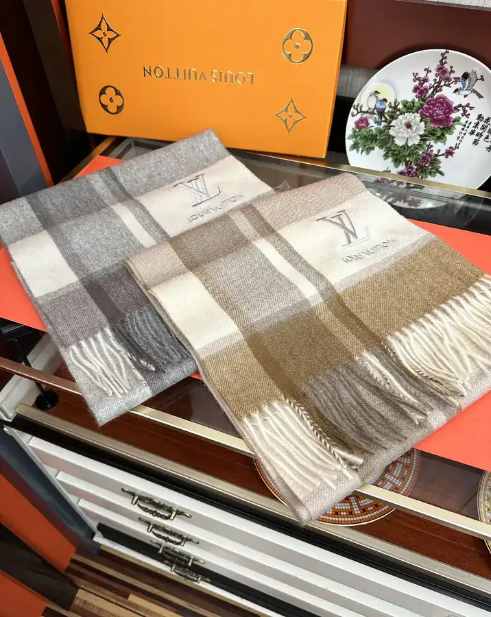 2024 L Family Wool Scarf Classic Plaid, Neutral Design