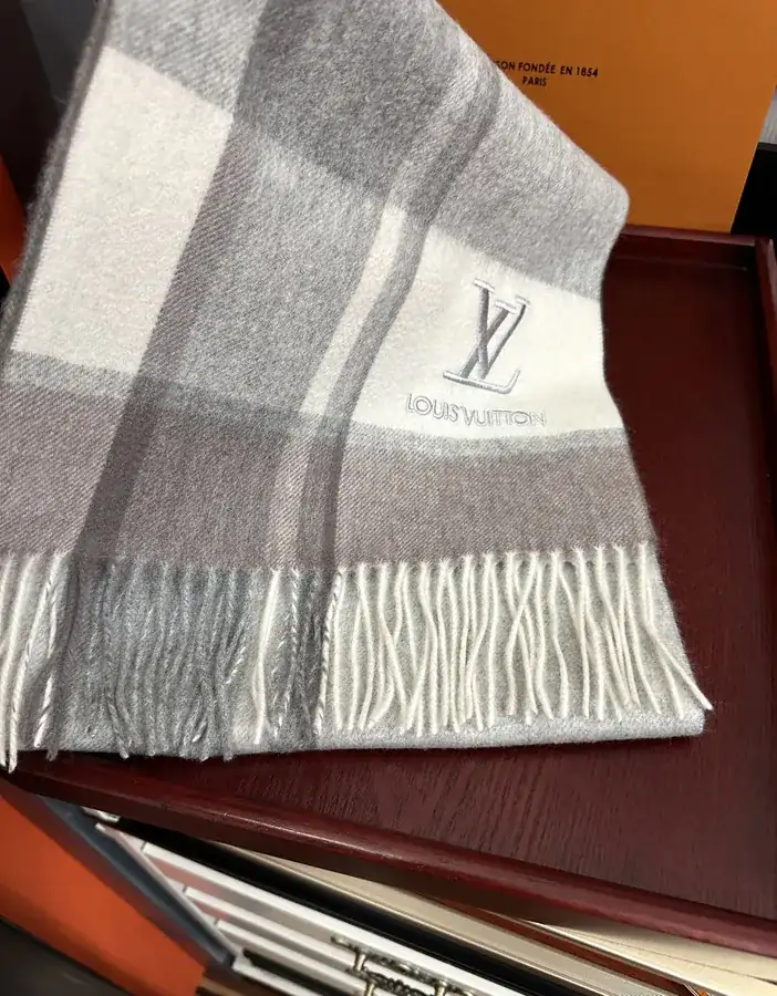 2024 L Family Wool Scarf Classic Plaid, Neutral Design