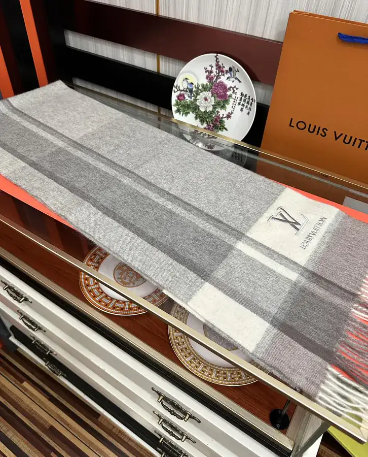 2024 L Family Wool Scarf Classic Plaid, Neutral Design