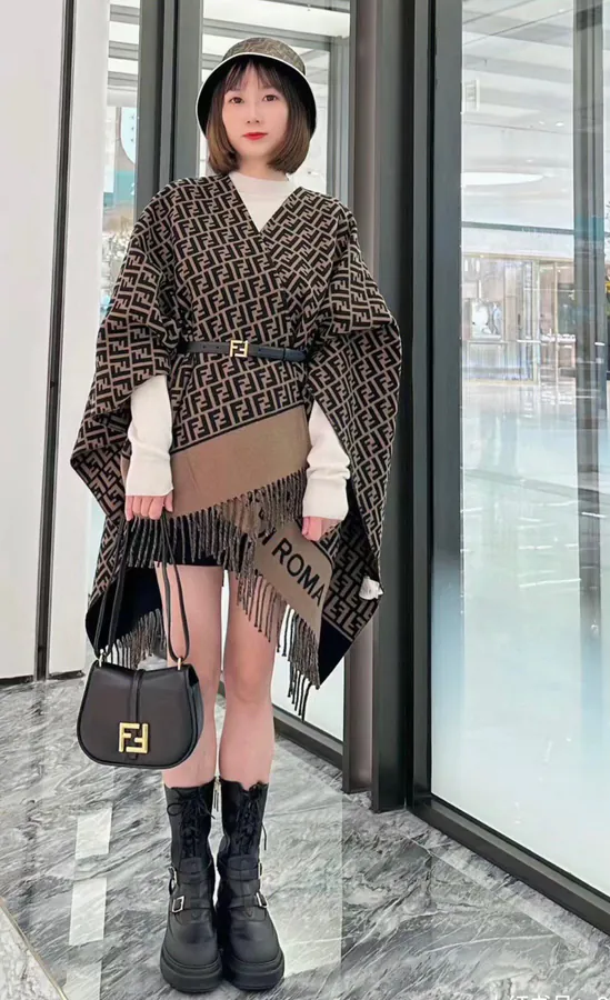 FF Letter Element Wool Cape by F